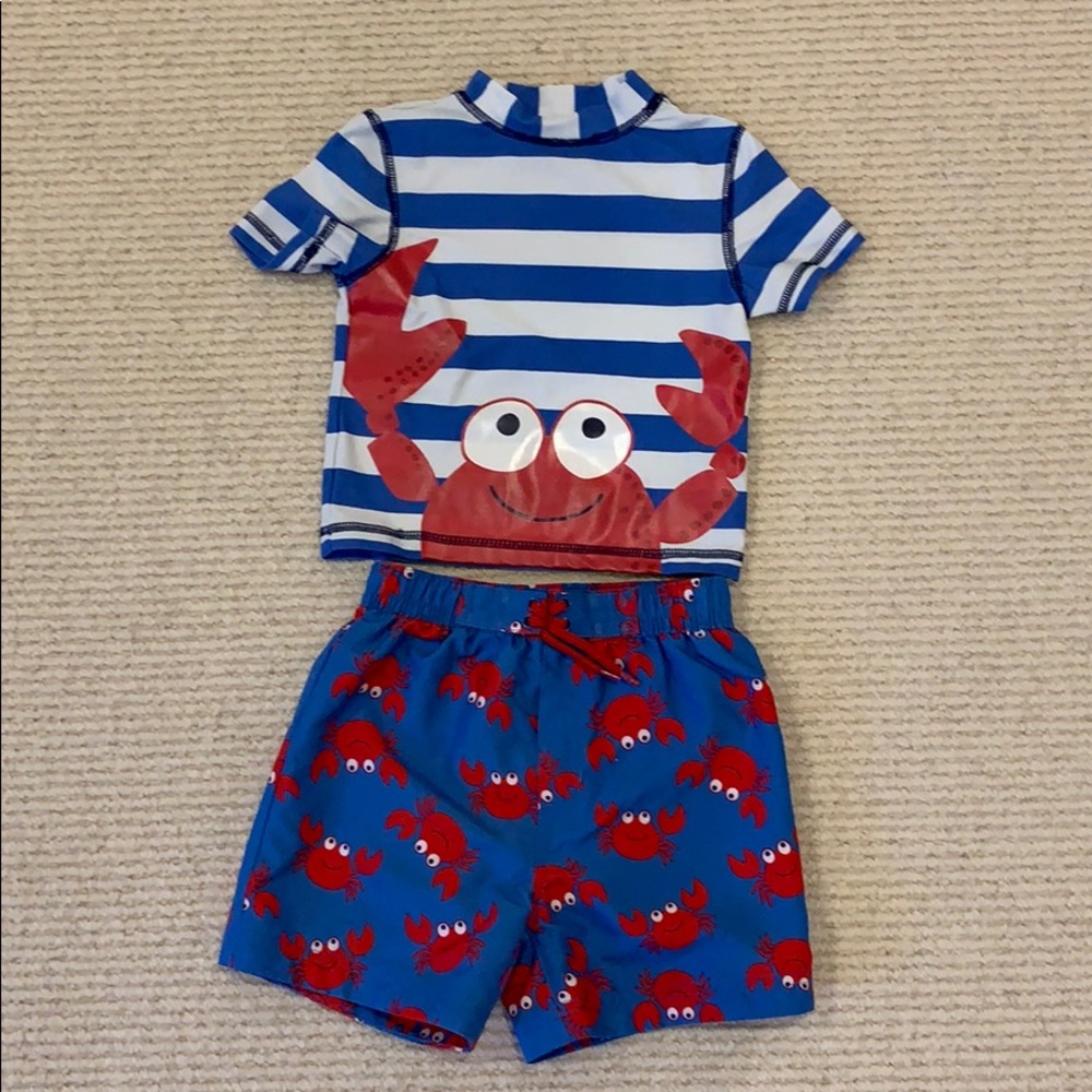 Little Me 🦀 bathing suit and rash guard - sz: 24m